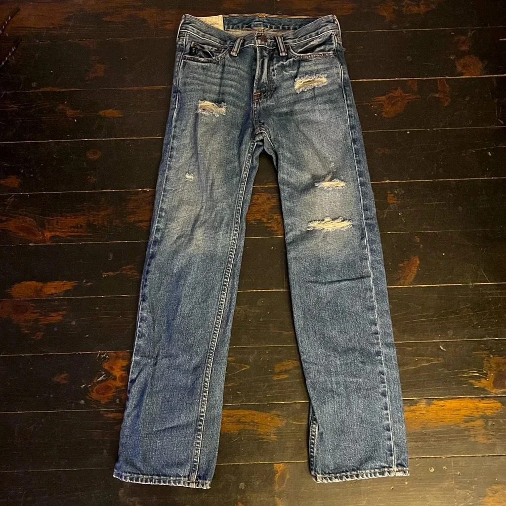 Abercrombie & Fitch Kids Classic Straight Distressed Jeans